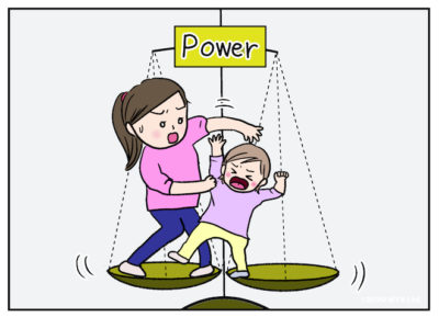 大人と子どもが権力争いする様子