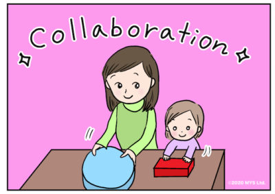 子どもの活動を大人が手伝っている様子